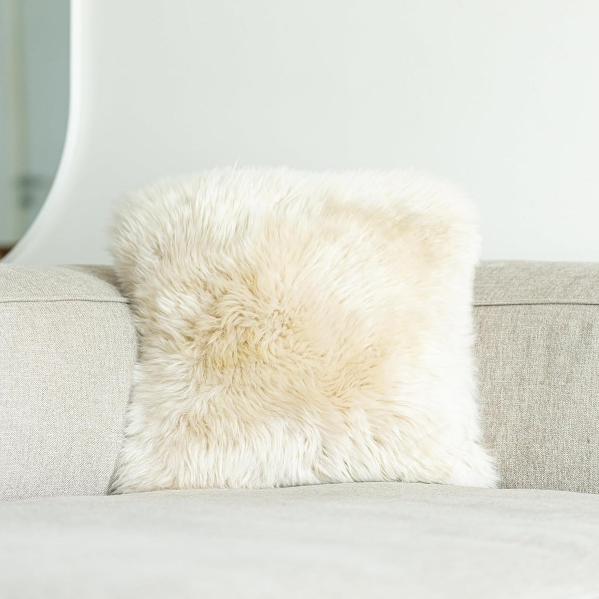 Lammfell Kissenbezug – Beige